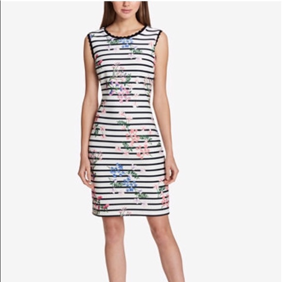 Tommy Hilfiger Dresses & Skirts - Tommy Hilfiger Striped Floral-Print Sheath Dress